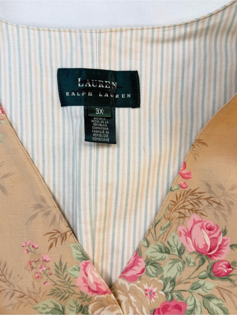 Vintage 90’s Lauren Ralph Lauren Cottagecore Vest Beige with Pink Roses Size 3X - Picture 2 of 10